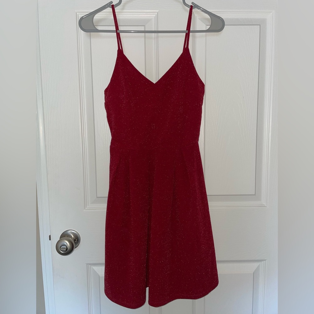 Red glitter cocktail dress